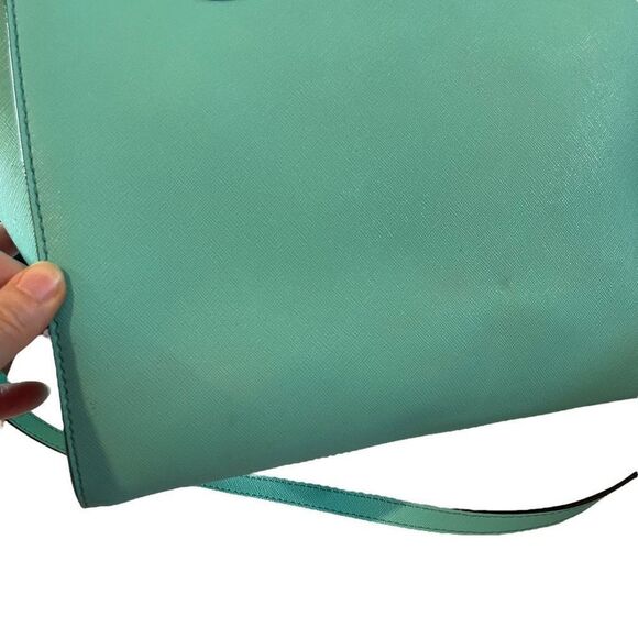 Kate Spade Leather Cedar Street Hayden Satchel Turquoise - Picture 5 of 11